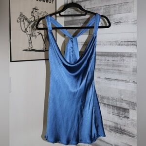 CHAMPAGNE SHOWERS HALTERNECK SLIP MINI DRESS CHAMPAGNE💙